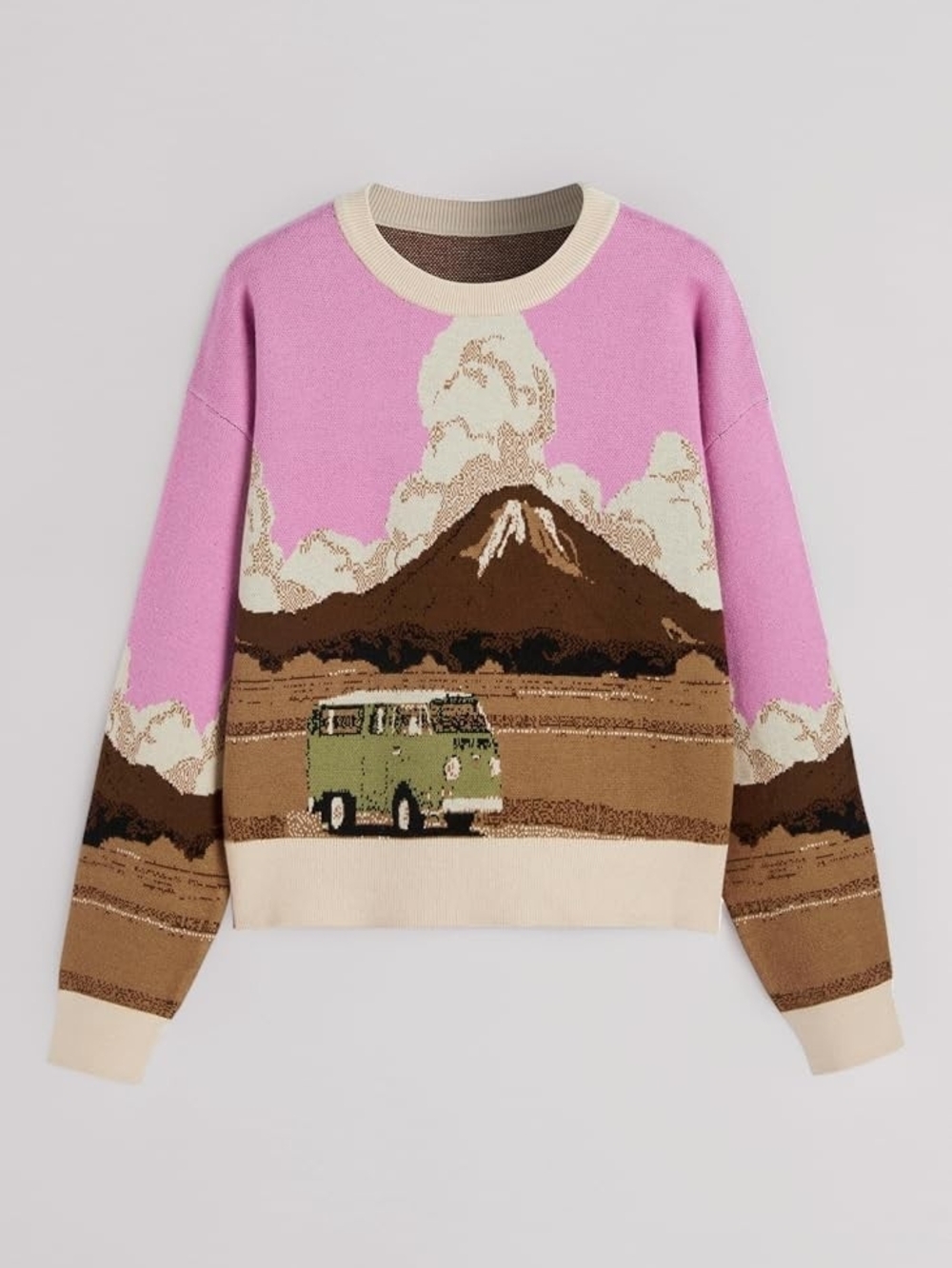 Cider Designer Scenic Round Neckline Graphic Knitted Long Sleeve Sweater M